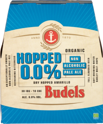 budels hopped 00 alcoholvrij sixpack met flesjes van 30cl